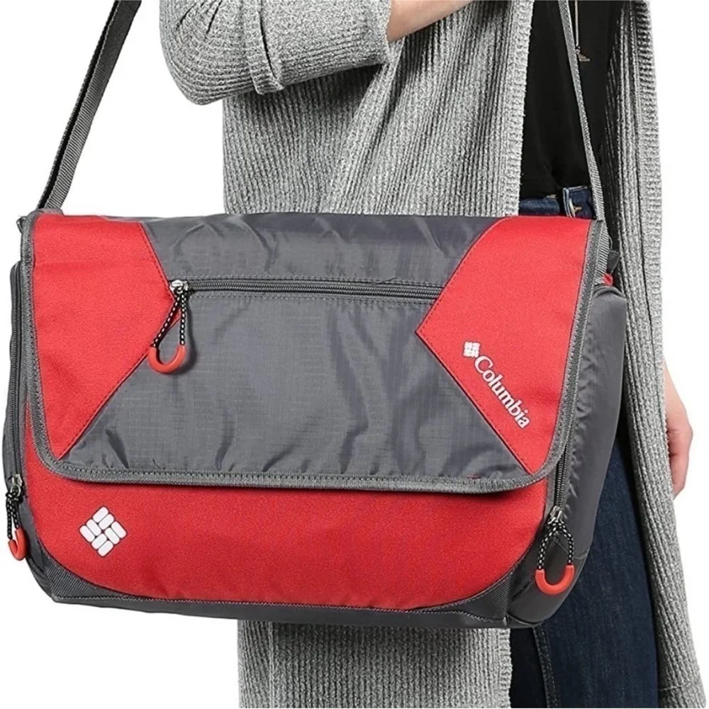 Columbia Red & Grey Insulated Diaper Messenger Bag